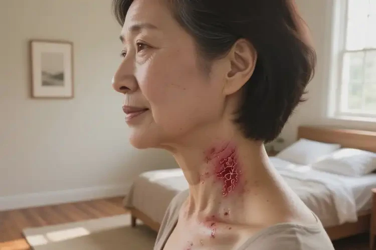 女人脖子上偶爾長濕疹不管它會自己痊愈嗎(圖1)