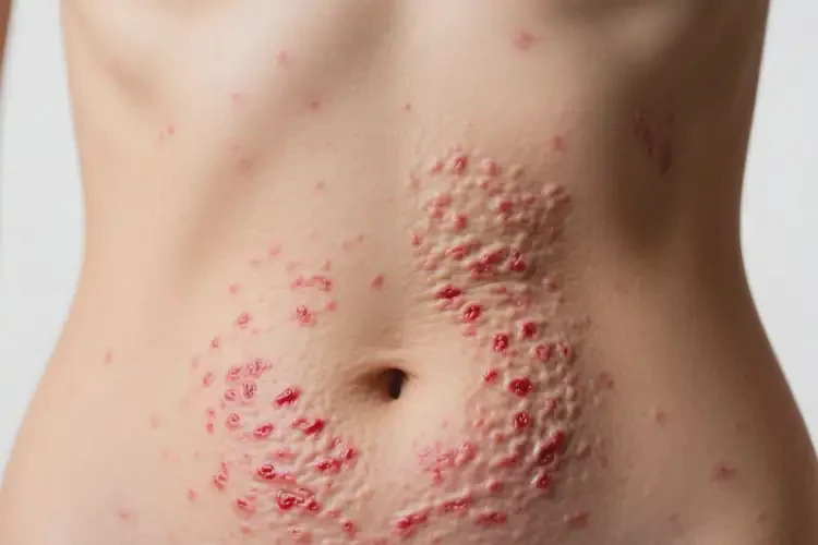 女性肚子起湿疹不管它会自己痊愈吗(图1)