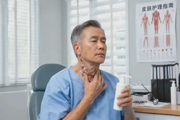 男人脖子有濕疹不管它會(huì)自己痊愈嗎(圖1)