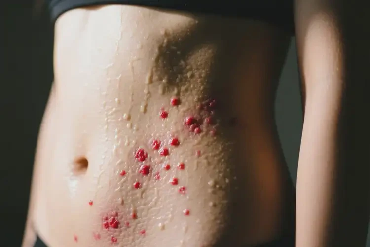 女生肚子上长湿疹不管它会自己好吗(图1)