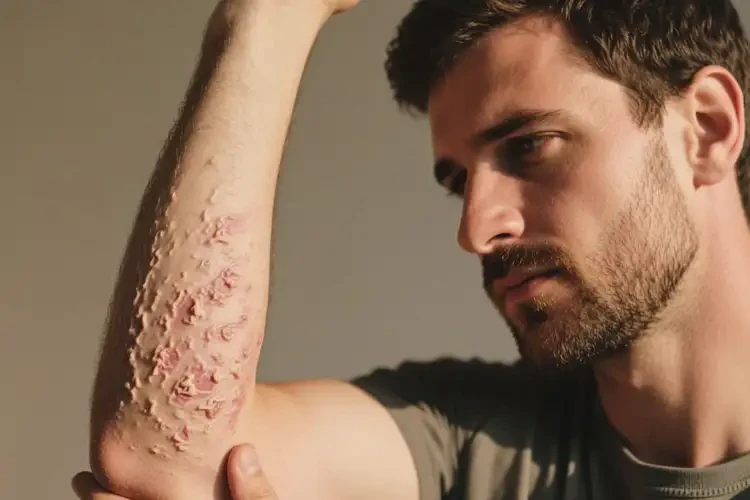 男人手臂起濕疹可以徹底自愈嗎(圖2)