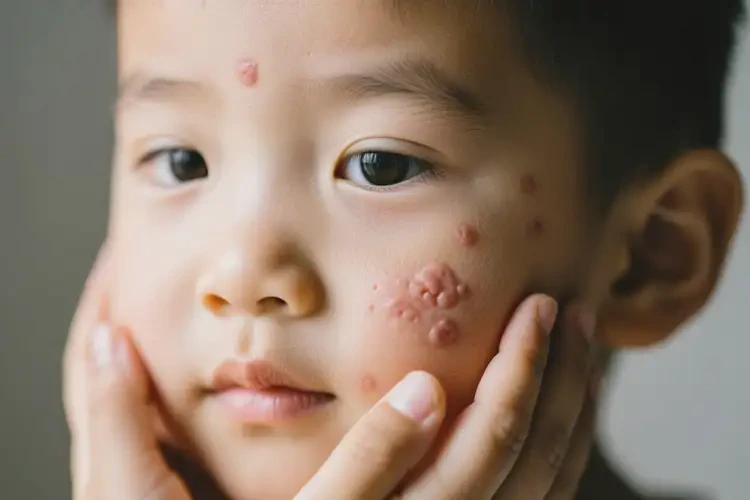 孩子臉上經常起濕疹不管它會自己痊愈嗎(圖1)