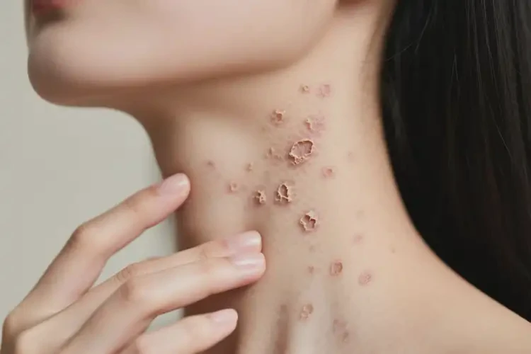 女性脖子出現(xiàn)濕疹不管它會(huì)自己好嗎(圖1)
