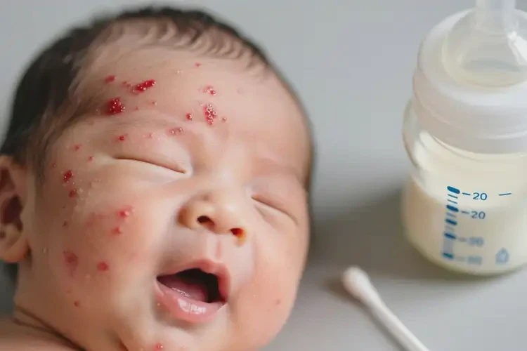 新生儿脸上有湿疹不管它会自己好吗(图1)