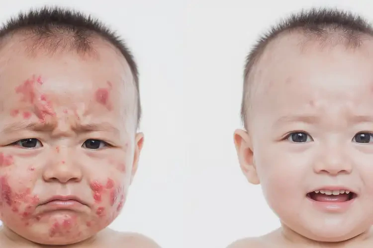 新生兒臉上有濕疹能徹底自愈嗎(圖2)
