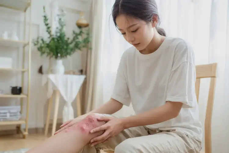 女生小腿上出現(xiàn)濕疹能夠徹底治愈嗎(圖1)