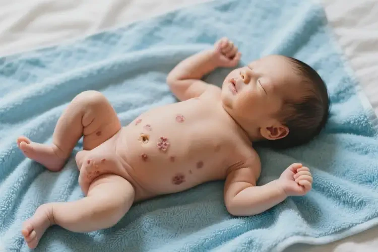 新生兒肚子上出現(xiàn)濕疹不管它會自己自愈嗎(圖2)