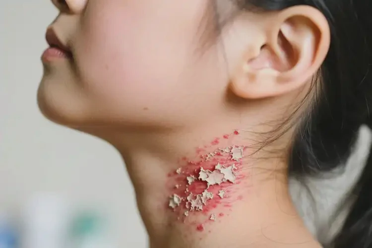 女生脖子出现湿疹不管它会自己好吗(图2)