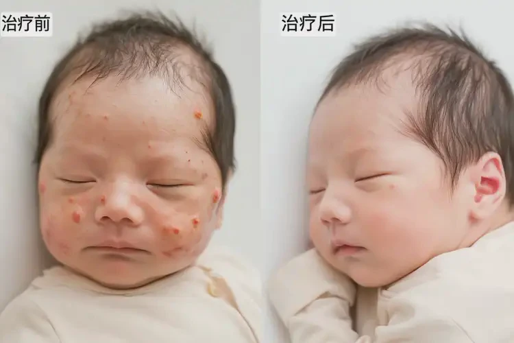 新生兒臉上偶爾起濕疹可不可以徹底自愈(圖1)