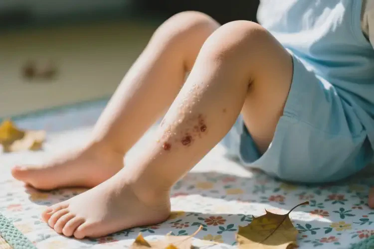 孩子小腿上出現(xiàn)濕疹能徹底自愈嗎(圖1)