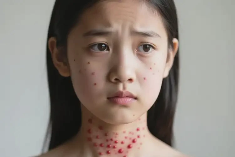 女生脖子出现湿疹不管它会自己好吗(图1)