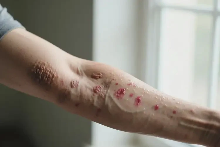 男性手臂出現(xiàn)濕疹不管它會(huì)自己痊愈嗎(圖1)