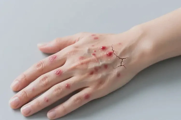 女性手上出現(xiàn)濕疹不管它會(huì)自己痊愈嗎(圖1)