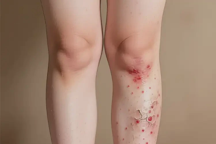 產(chǎn)婦小腿出現(xiàn)濕疹不管它會自己自愈嗎(圖1)
