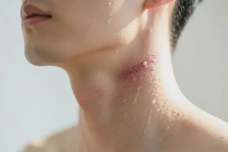 男人脖子偶尔长湿疹可不可以彻底自愈(图1)