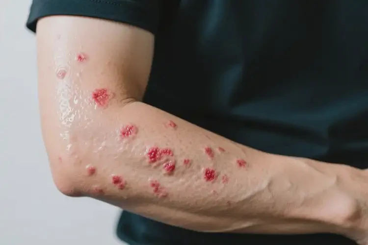 男人手臂上經(jīng)常起濕疹不管它會(huì)自己好嗎(圖1)