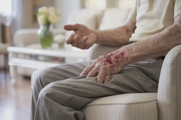 老人大腿上長濕疹不管它會自己自愈嗎(圖1)