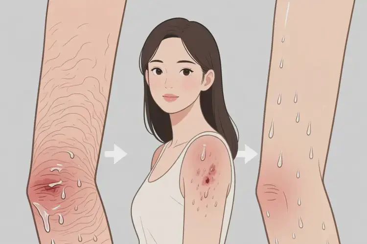 女人手臂起濕疹不管它會(huì)自己痊愈嗎(圖2)