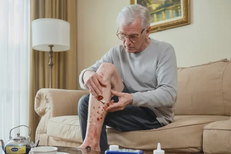 老人小腿上有濕疹不管它會自己自愈嗎(圖1)