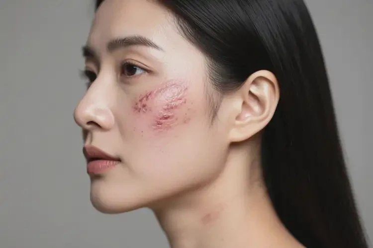 女人面部有濕疹不管它會自己好嗎(圖1)