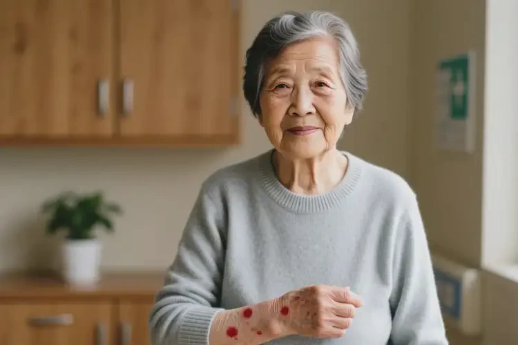 高齡老人身上偶爾起濕疹不管它會自己痊愈嗎(圖1)