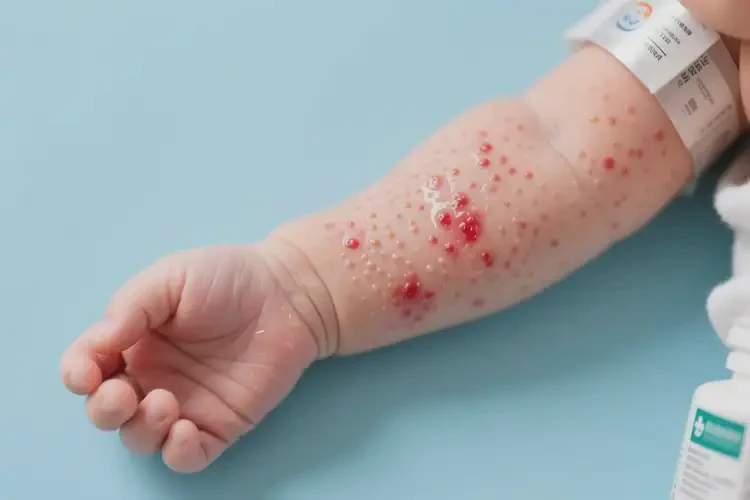 新生兒手臂偶爾起濕疹可以徹底自愈嗎(圖1)