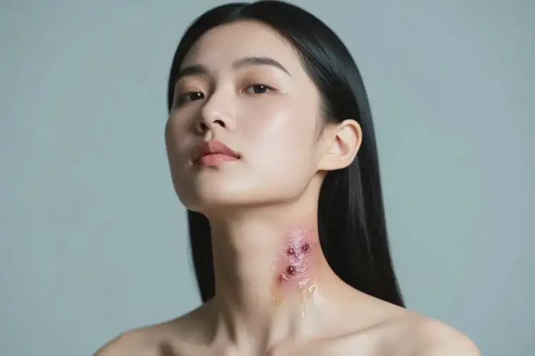 女生脖子出現(xiàn)濕疹不管它會自己痊愈嗎(圖1)