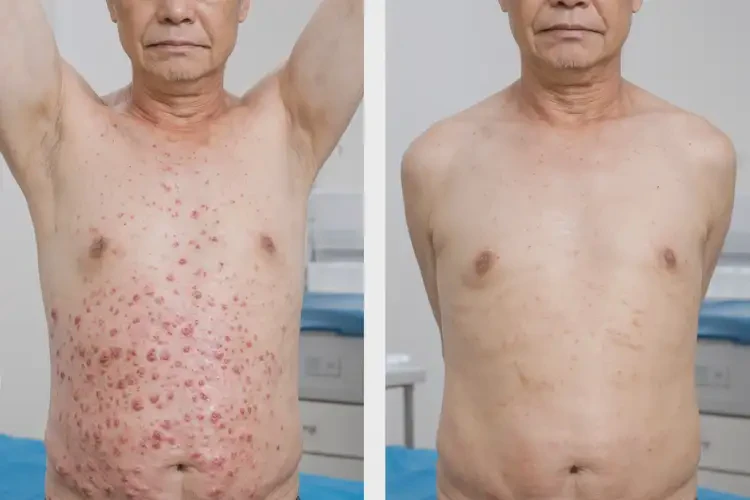 男人肚子經(jīng)常長濕疹不管它會自己自愈嗎(圖1)