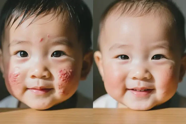 嬰幼兒臉上偶爾長濕疹可以徹底自愈嗎(圖1)