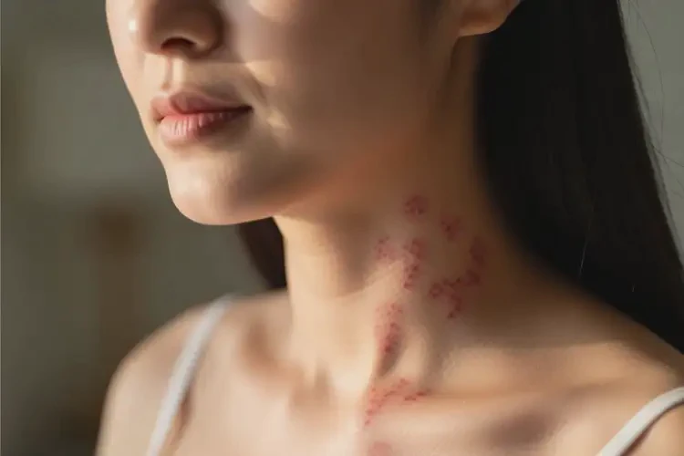 產(chǎn)婦脖子偶爾長濕疹不管它會(huì)自己自愈嗎(圖1)