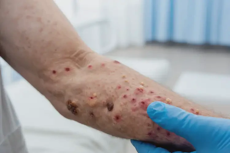 老年人手臂出濕疹不管它會(huì)自己自愈嗎(圖1)