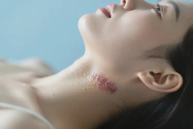 女人脖子上長濕疹不管它會自己好嗎(圖1)