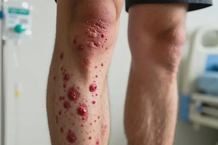 青年人小腿上出現(xiàn)濕疹不管它會(huì)自己痊愈嗎(圖1)