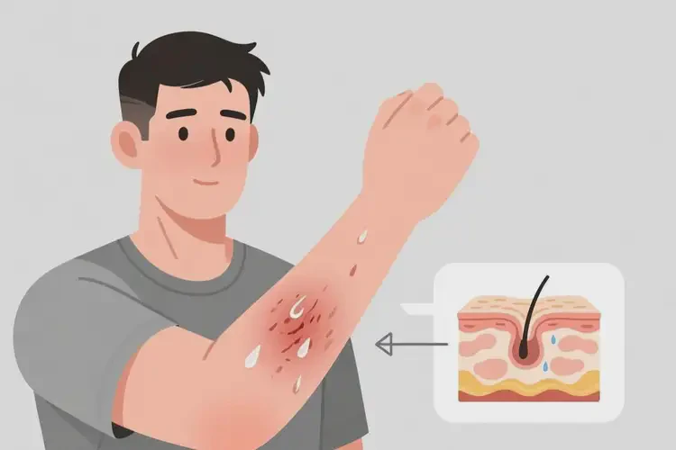 男人手臂上容易起濕疹能夠徹底治愈嗎(圖1)