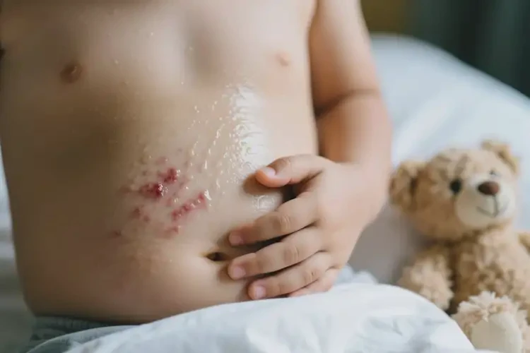 孩子肚子上容易起濕疹不管它會(huì)自己自愈嗎(圖2)