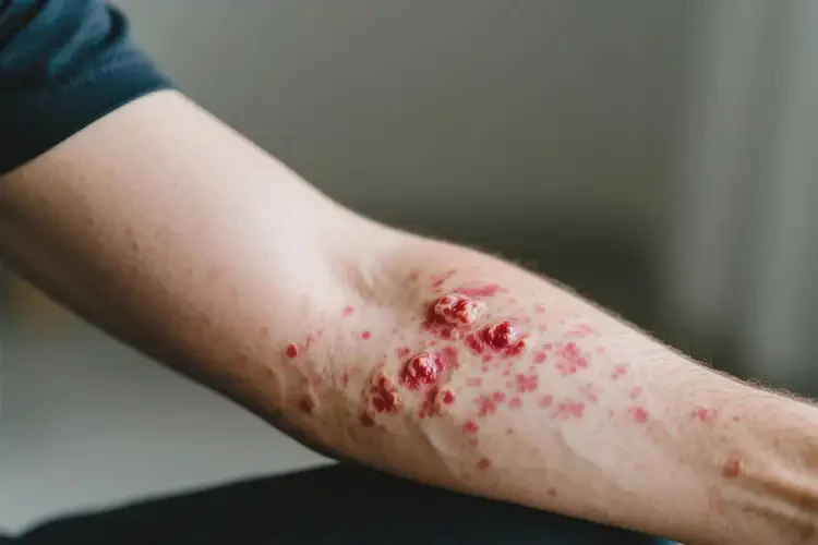 男性手臂起濕疹不管它會(huì)自己好嗎(圖1)