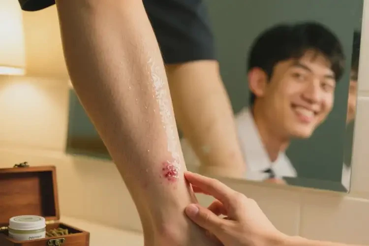 大學(xué)生小腿上出現(xiàn)濕疹可不可以徹底自愈(圖1)