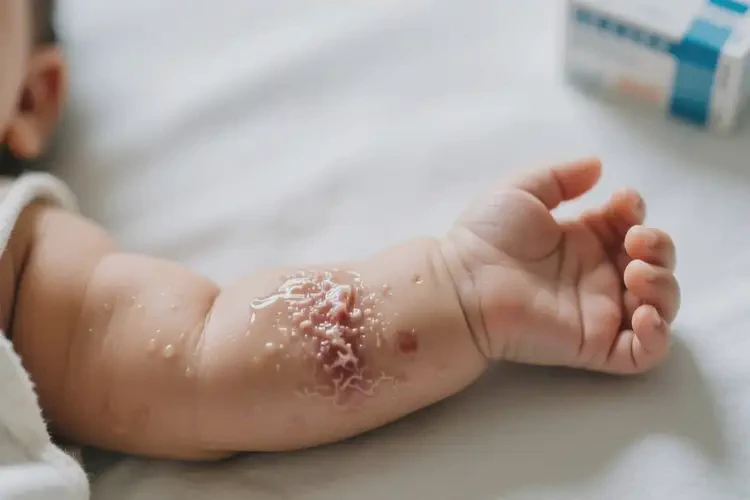 嬰幼兒手臂上出濕疹不管它會(huì)自己痊愈嗎(圖1)