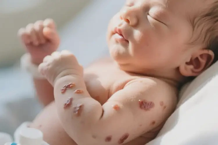 新生兒手臂上出現(xiàn)濕疹不管它會(huì)自己好嗎(圖4)