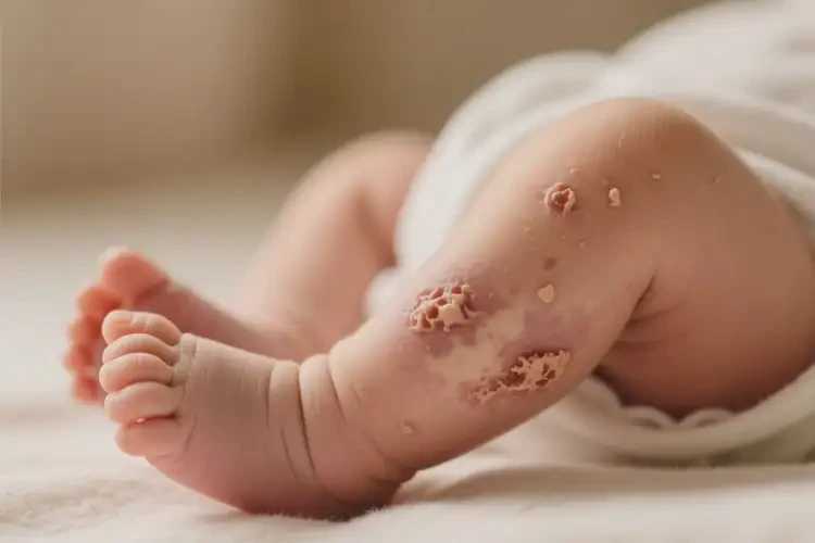 新生兒大腿上容易起濕疹不管它會自己好嗎(圖1)