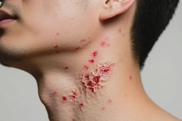 男人脖子上長濕疹可不可以徹底自愈(圖1)