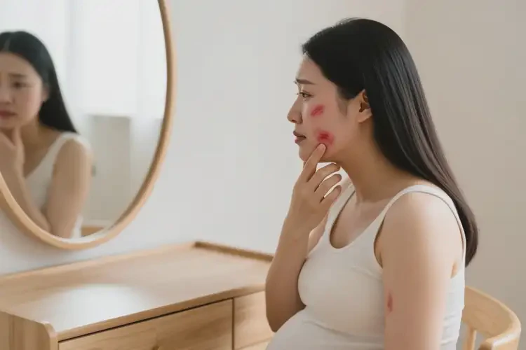 產婦臉上偶爾長濕疹不管它會自己好嗎(圖1)