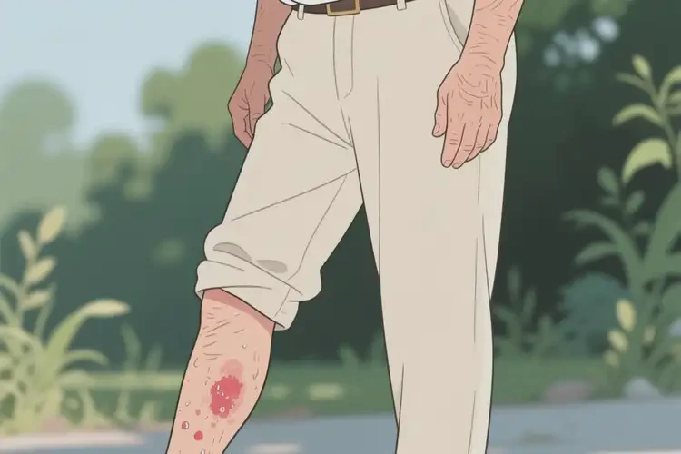 老人大腿上偶爾起濕疹不管它會自己痊愈嗎(圖1)