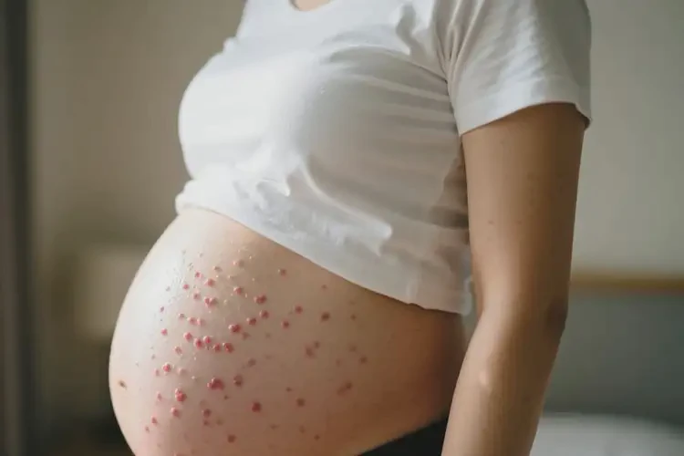 孕婦肚子上出現(xiàn)濕疹不管它會(huì)自己自愈嗎(圖1)
