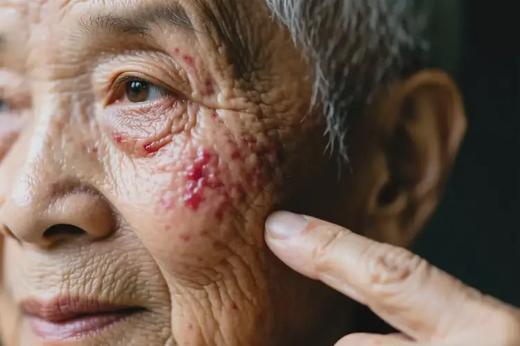 高齡老人面部經(jīng)常長濕疹不管它會自己好嗎(圖1)