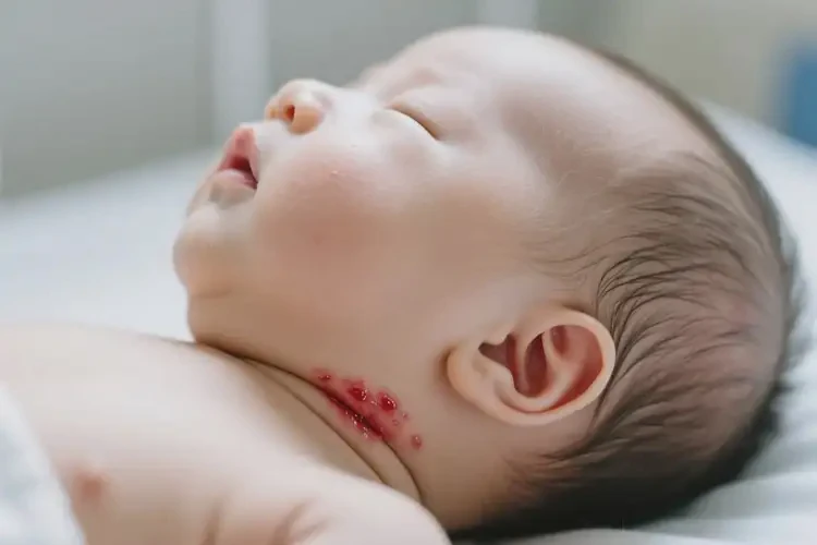 嬰兒脖子上出現(xiàn)濕疹不管它會自己痊愈嗎(圖2)