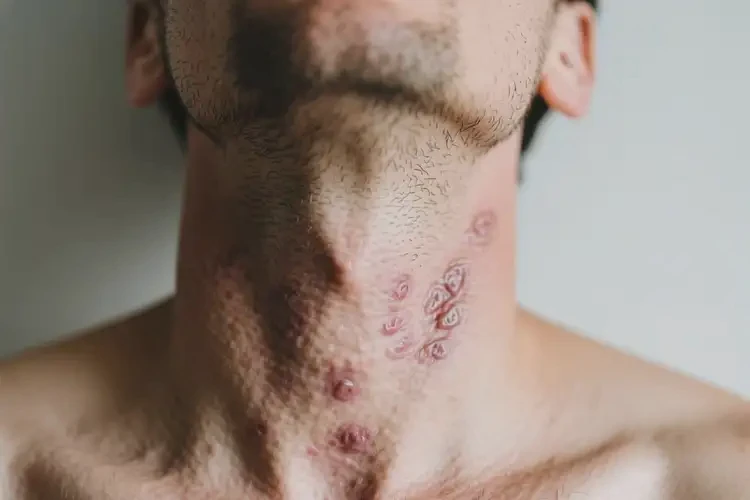 男人脖子起濕疹不管它會自己好嗎(圖1)