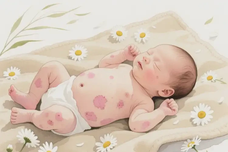 新生兒肚子上容易長濕疹可以徹底自愈嗎(圖1)