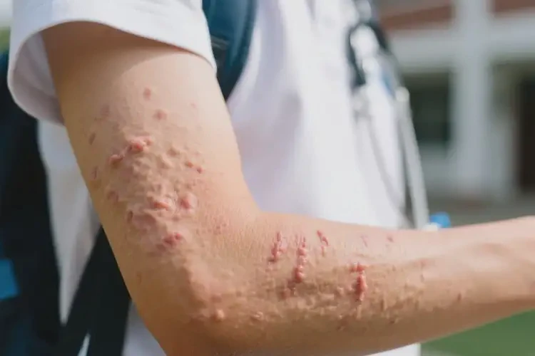 中學(xué)生手臂出濕疹不管它會(huì)自己自愈嗎(圖1)