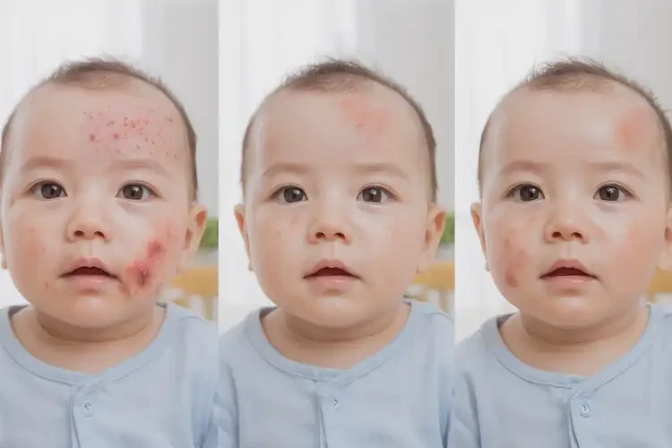 新生兒臉上長濕疹可以徹底自愈嗎(圖1)